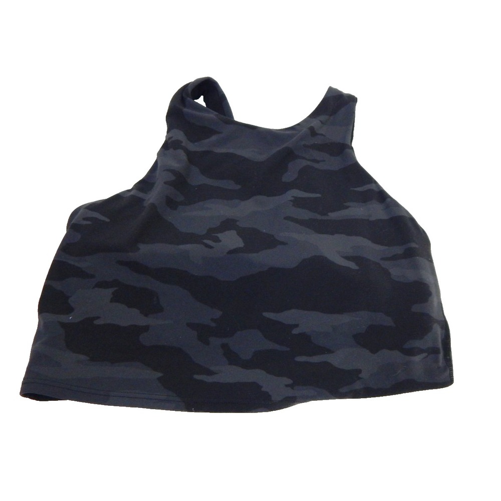 Athleta Small A-C Tank Top Conscious Crop Built in Bra Black Camo